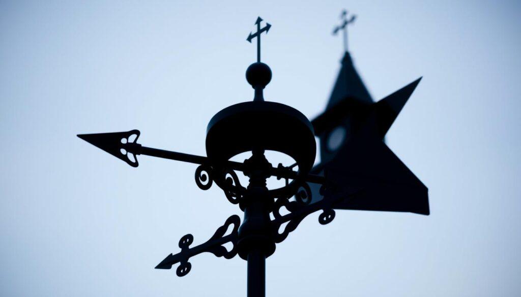 weather vane pointing north