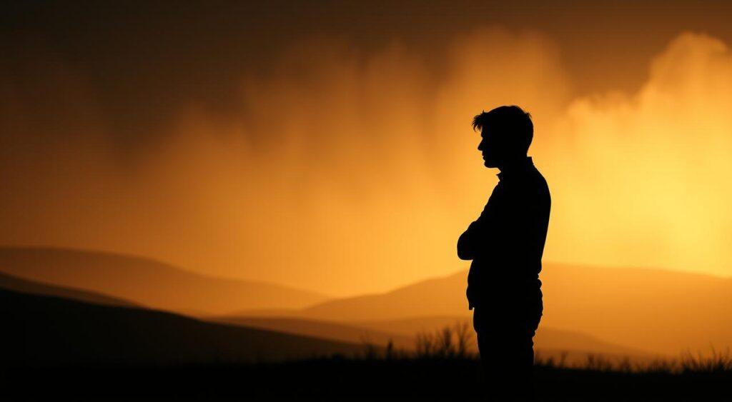 A dimly lit, introspective scene depicting the intersection of personality traits and hindsight bias. In the foreground, a contemplative figure stands, their expression a mixture of thoughtfulness and self-reflection. Their body language suggests a grappling with the past, the weight of hindsight evident in their posture. The middle ground features a swirling, abstract landscape, symbolizing the complexity of the human psyche and the interplay of cognitive biases. In the background, a hazy, dreamlike atmosphere sets the stage, evoking a sense of the subconscious and the ephemeral nature of memory. Soft, warm lighting illuminates the scene, creating a pensive, almost melancholic mood. The overall composition conveys the profound impact of personality on our perception of past events and decisions.