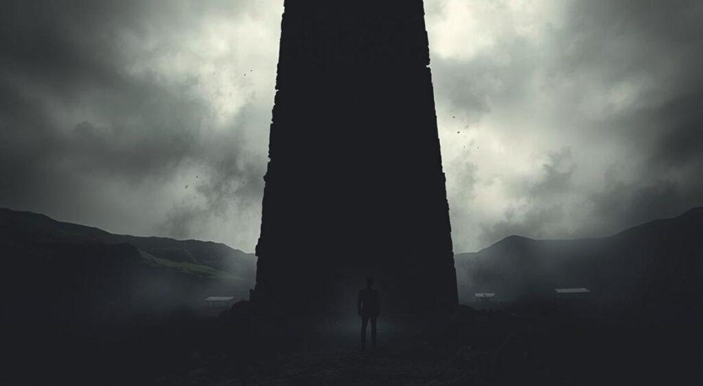 A stark, distorted scene depicting the impact of commitment bias on decision-making. In the foreground, a figure hesitantly stands before a towering, imposing wall, symbolizing the mental barriers and resistance to change. The middle ground is shrouded in a hazy, oppressive atmosphere, conveying the weighted sense of obligation and the difficulty in altering established patterns. The background landscape is fragmented and disjointed, hinting at the broader, cascading consequences of rigid, biased thinking. Lighting is dramatic, with harsh shadows and muted tones, evoking a sense of tension and unease. The camera angle is low, accentuating the overwhelming, claustrophobic nature of the commitment bias' impact.