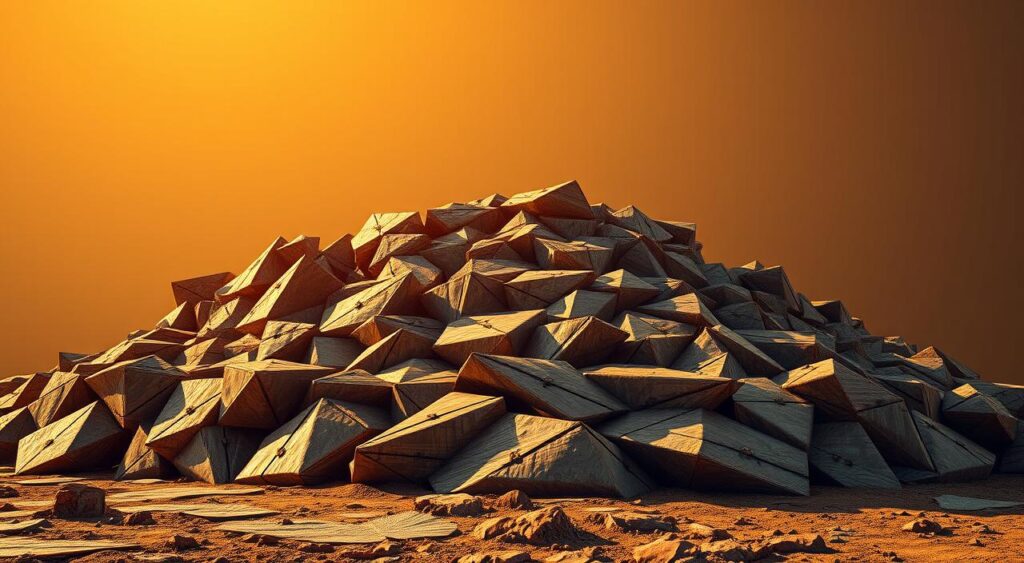 A strong, firm foundation of interconnected geometric shapes, meticulously crafted with a sense of balance and stability. Warm, golden lighting casts gentle shadows, highlighting the intricate details and textures of the materials. The foundation stands tall and unwavering, symbolizing the core principles and unshakable groundwork of the Absolute Advantage mental model. The scene exudes a sense of confidence, solidity, and timeless wisdom, inviting the viewer to contemplate the fundamental principles that underlie this powerful conceptual framework.