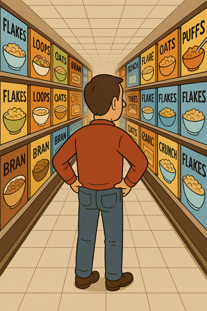 aisles of food to choose- bounded rationality