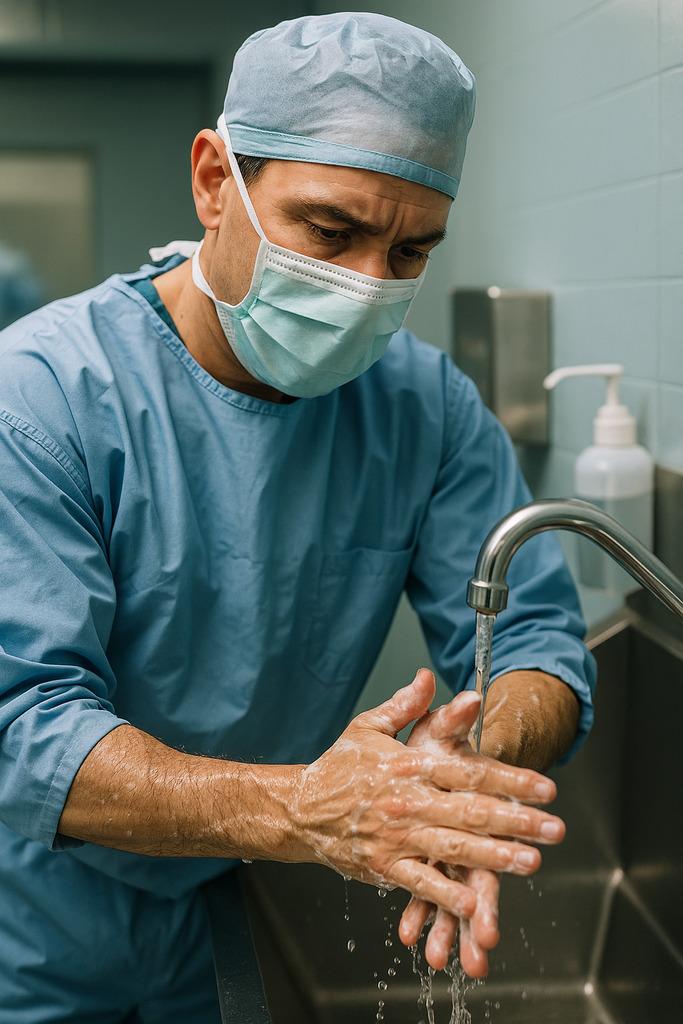 doctor meticulously washing his hands-semmelweis effect