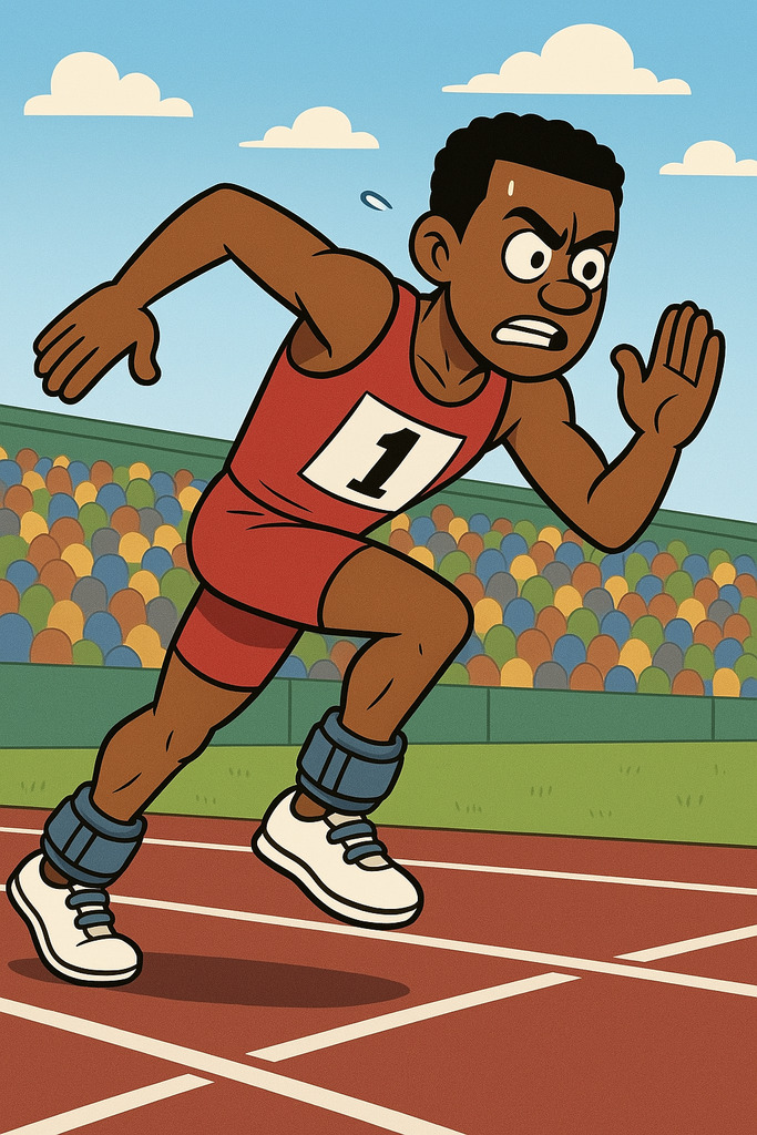 sprinter wearing ankle weights