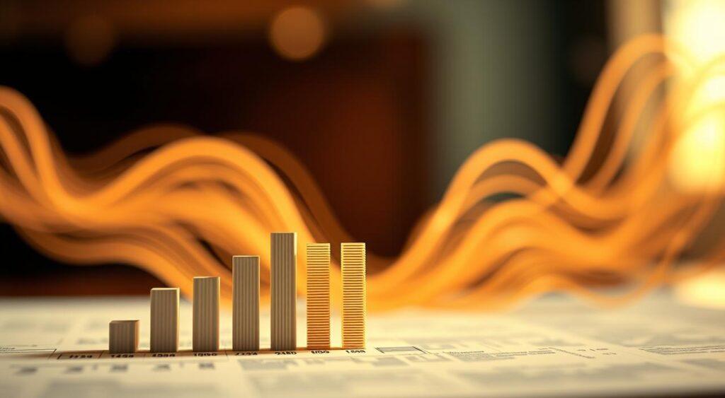 A detailed illustration of quantitative and qualitative data presented as a juxtaposition of two distinct visualizations. In the foreground, a precise bar graph depicting numeric values and statistical trends. In the background, a flowing abstract composition symbolizing subjective, experiential data. Warm lighting casts a contemplative atmosphere, while a shallow depth of field emphasizes the conceptual contrast. The scene conveys the core principles of the McNamara Fallacy - the danger of overreliance on quantifiable metrics at the expense of nuanced, qualitative insights.