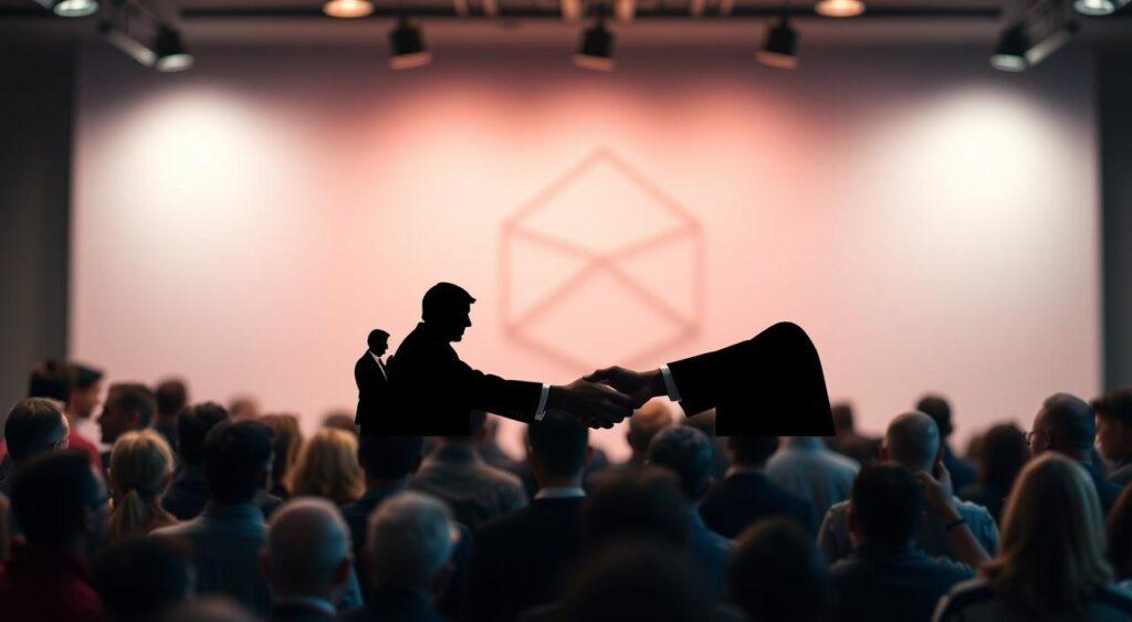A vibrant, detailed comparison of social proof and reciprocity principles, captured through a striking visual metaphor. In the foreground, two distinct icons - a crowd of people and a pair of handshakes - represent the core concepts, rendered with crisp, realistic details. The middle ground features a clean, geometric backdrop that symbolizes the mental models at play, while the soft, ambient lighting and muted color palette evoke a contemplative, analytical mood. The overall composition guides the viewer's eye, seamlessly blending the key elements to illustrate the nuanced relationship between these influential psychological principles.