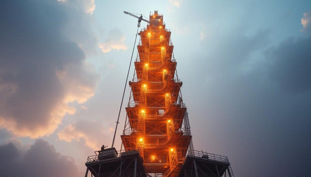 Imagine building a tower block by block—each layer riskier than the last
