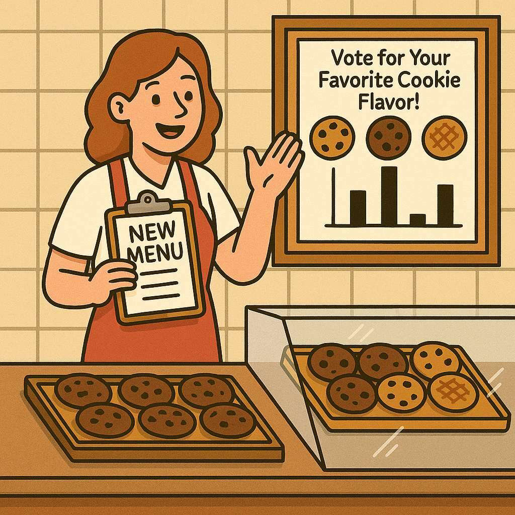 customers voted on cookie flavors- crowdsourcing mental model