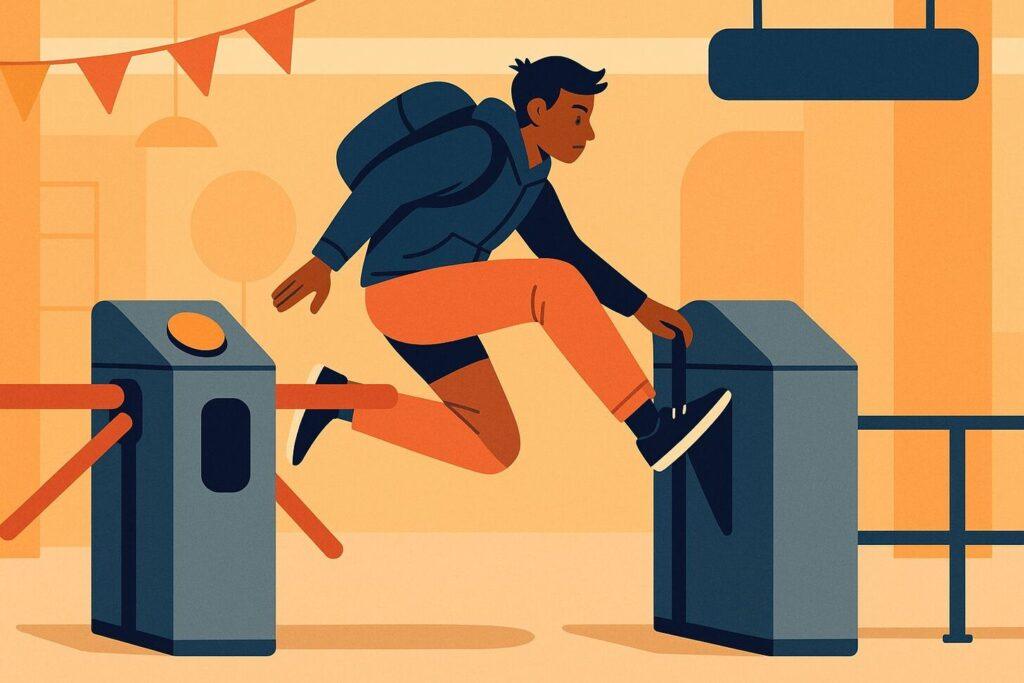 free rider- hopping a turnstile free rider- hopping a turnstile