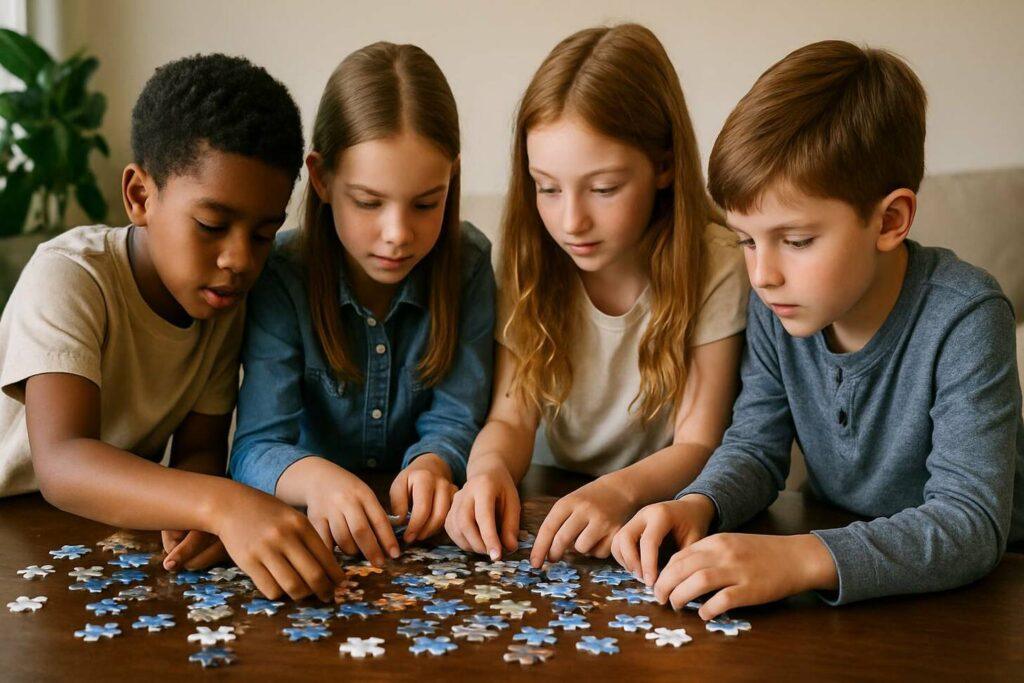 kids_teamwork_puzzle- crowdsourcing mental model