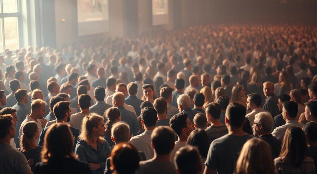 A digital community forum with an intricate participation hierarchy. In the foreground, a group of active users enthusiastically engaging in discussions, their avatars and profiles prominently displayed. In the middle ground, a larger group of occasional contributors, their participation less frequent but still visible. In the background, a vast sea of lurkers, their presence acknowledged by a subtle grid of anonymous silhouettes, hinting at the scale of passive observation. Soft, warm lighting illuminates the scene, creating a sense of vibrant online activity. The composition is balanced, with a subtle depth of field effect, drawing the viewer's eye through the layers of engagement. A digital community forum with an intricate participation hierarchy. In the foreground, a group of active users enthusiastically engaging in discussions, their avatars and profiles prominently displayed. In the middle ground, a larger group of occasional contributors, their participation less frequent but still visible. In the background, a vast sea of lurkers, their presence acknowledged by a subtle grid of anonymous silhouettes, hinting at the scale of passive observation. Soft, warm lighting illuminates the scene, creating a sense of vibrant online activity. The composition is balanced, with a subtle depth of field effect, drawing the viewer's eye through the layers of engagement.