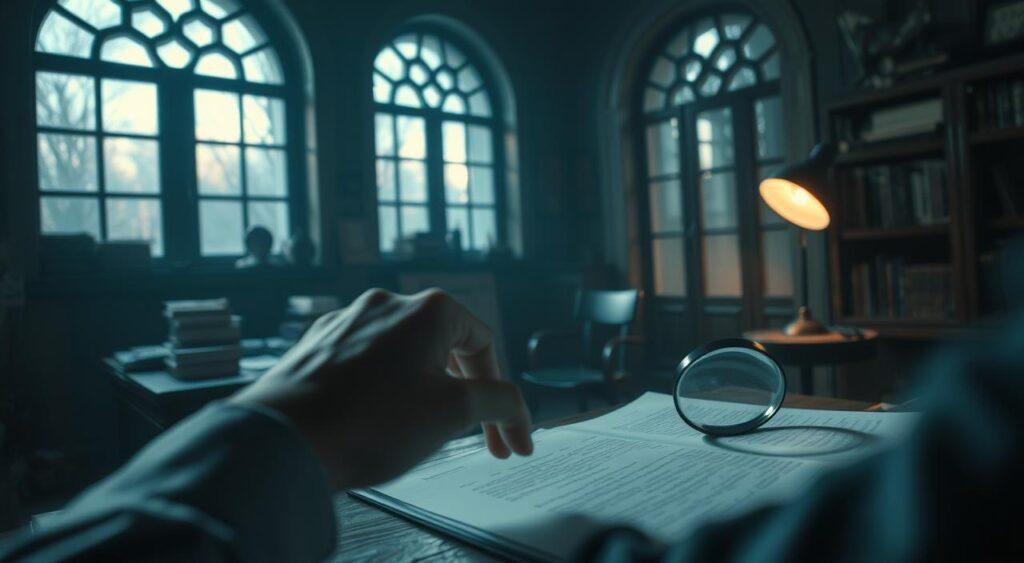 A dimly lit study with a wooden desk, books, and a magnifying glass. In the foreground, a person's hand hovers over a sheet of paper, seemingly lost in thought. The background features a large window, casting a soft, natural light that illuminates the scene. The atmosphere is pensive, reflecting the introspective nature of the "Snap Judgments" concept. The lens is focused, capturing the details of the scene with clarity and depth of field, emphasizing the act of close observation and analysis. A dimly lit study with a wooden desk, books, and a magnifying glass. In the foreground, a person's hand hovers over a sheet of paper, seemingly lost in thought. The background features a large window, casting a soft, natural light that illuminates the scene. The atmosphere is pensive, reflecting the introspective nature of the "Snap Judgments" concept. The lens is focused, capturing the details of the scene with clarity and depth of field, emphasizing the act of close observation and analysis.