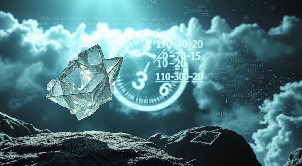 A surreal and visually striking scene depicting the science of probability and random events. In the foreground, a crystalline structure of probability curves and statistical distributions floats weightlessly, casting a soft, diffuse glow. The middle ground features a swirling vortex of numerical data, mathematical symbols, and probabilistic algorithms, hinting at the complex calculations underlying random chance. In the distant background, a nebulous, ethereal landscape of cascading numbers and probability clouds suggests the unpredictable, ever-shifting nature of random events. The lighting is dramatic, with bold contrasts between light and shadow, creating a sense of depth and mystique. The overall mood is one of wonder, contemplation, and the profound mysteries of randomness and probability. A surreal and visually striking scene depicting the science of probability and random events. In the foreground, a crystalline structure of probability curves and statistical distributions floats weightlessly, casting a soft, diffuse glow. The middle ground features a swirling vortex of numerical data, mathematical symbols, and probabilistic algorithms, hinting at the complex calculations underlying random chance. In the distant background, a nebulous, ethereal landscape of cascading numbers and probability clouds suggests the unpredictable, ever-shifting nature of random events. The lighting is dramatic, with bold contrasts between light and shadow, creating a sense of depth and mystique. The overall mood is one of wonder, contemplation, and the profound mysteries of randomness and probability.