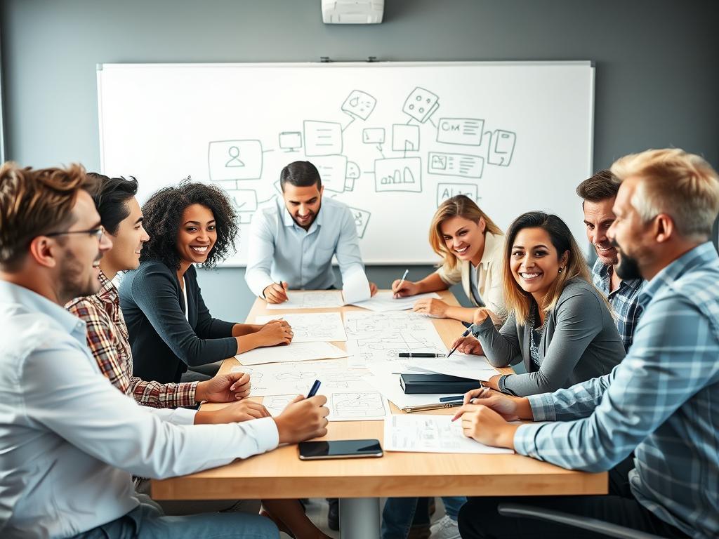Diverse team collaborating on a project, demonstrating the alloying mental model in a professional setting Diverse team collaborating on a project, demonstrating the alloying mental model in a professional setting