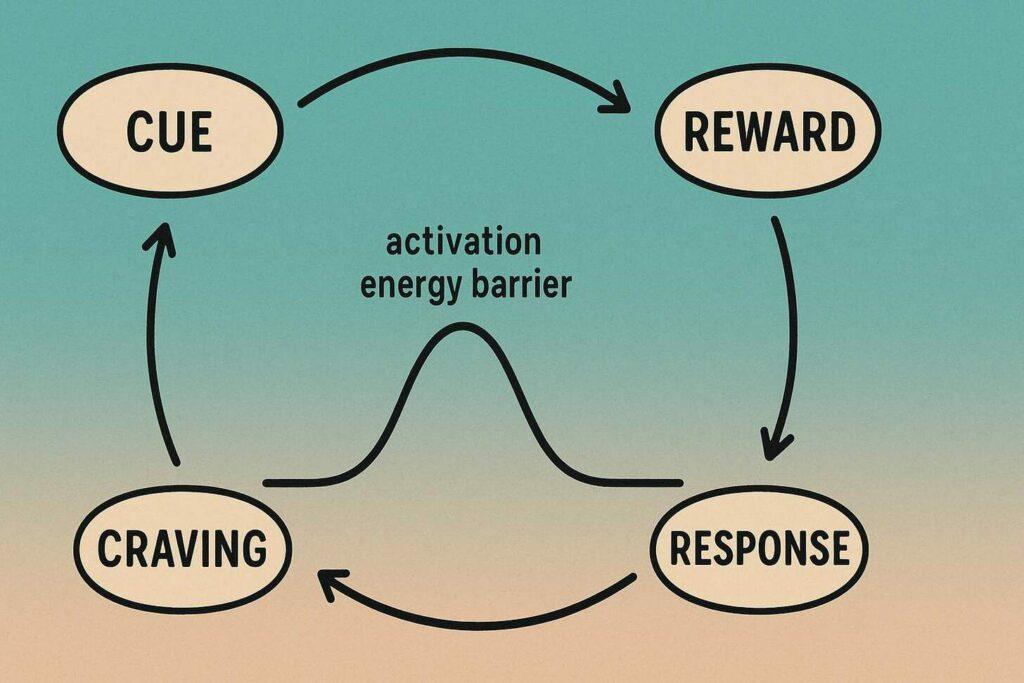 The habit loop with activation energy barrier.