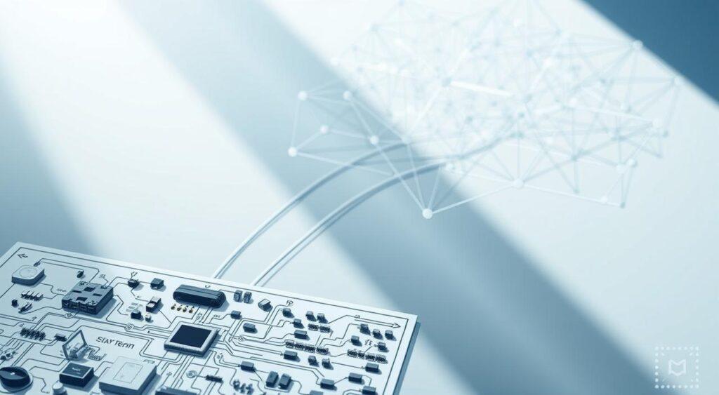 a system connection mapping diagram, depicting the intricate web of interconnected components and their relationships. The foreground showcases a detailed schematic of various hardware and software elements, meticulously arranged to illustrate their functional interdependencies. In the middle ground, a complex network of lines, arrows, and nodes visualizes the data flows and communication pathways that bind the system together. The background features a subtle, ethereal grid-like structure, suggesting the underlying architecture and the harmonious integration of the entire system. The lighting is crisp and directional, casting shadows that accentuate the depth and dimensionality of the diagram. The overall mood is one of technical precision, logical organization, and the seamless integration of diverse elements into a cohesive whole.