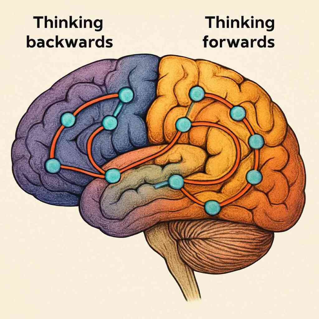 different neural pathways activated- thinking backwards
